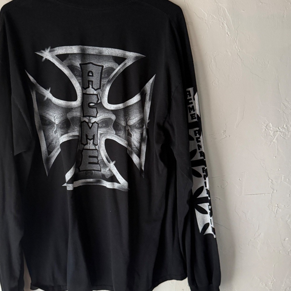 ACME Y2k Grunge Heavy Equipment Radiator Black Long Sleeve T Shirt Mens XL SKull